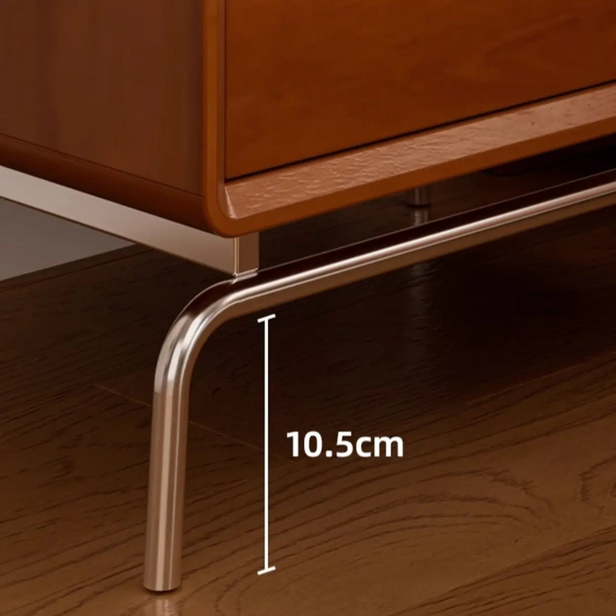 Traditional Wooden Nightstand with Drawers and Metal Legs Image - 8