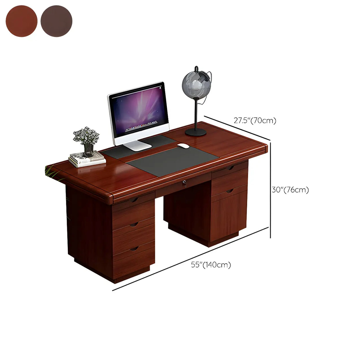 Traditional Wooden Sled Writing Desk with Cabinet Image - 15