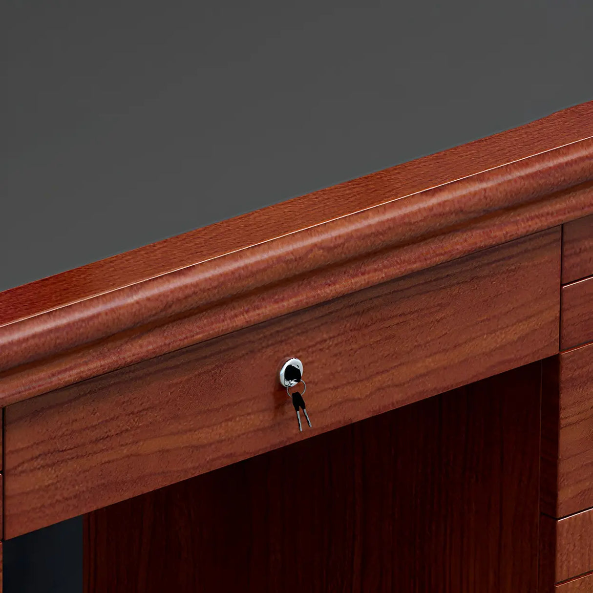 Traditional Wooden Sled Writing Desk with Cabinet Image - 3