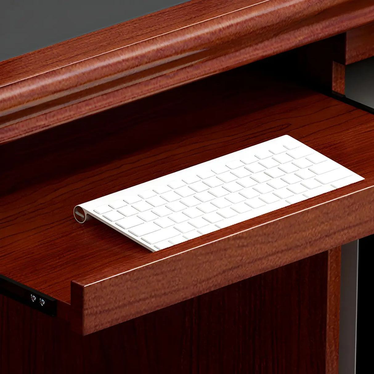 Traditional Wooden Sled Writing Desk with Cabinet Image - 5