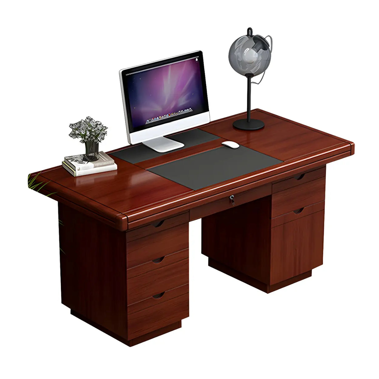 Traditional Wooden Sled Writing Desk with Cabinet Image - 6