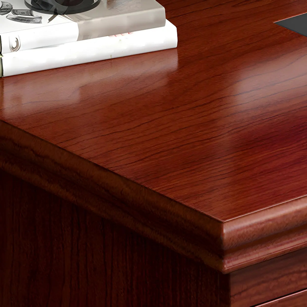 Traditional Wooden Sled Writing Desk with Cabinet Image - 8