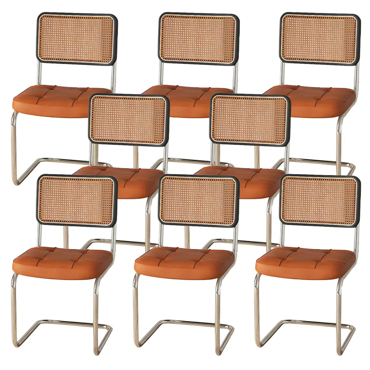 Transitional Faux Leather Dining Chair with Cane Back Image - 10