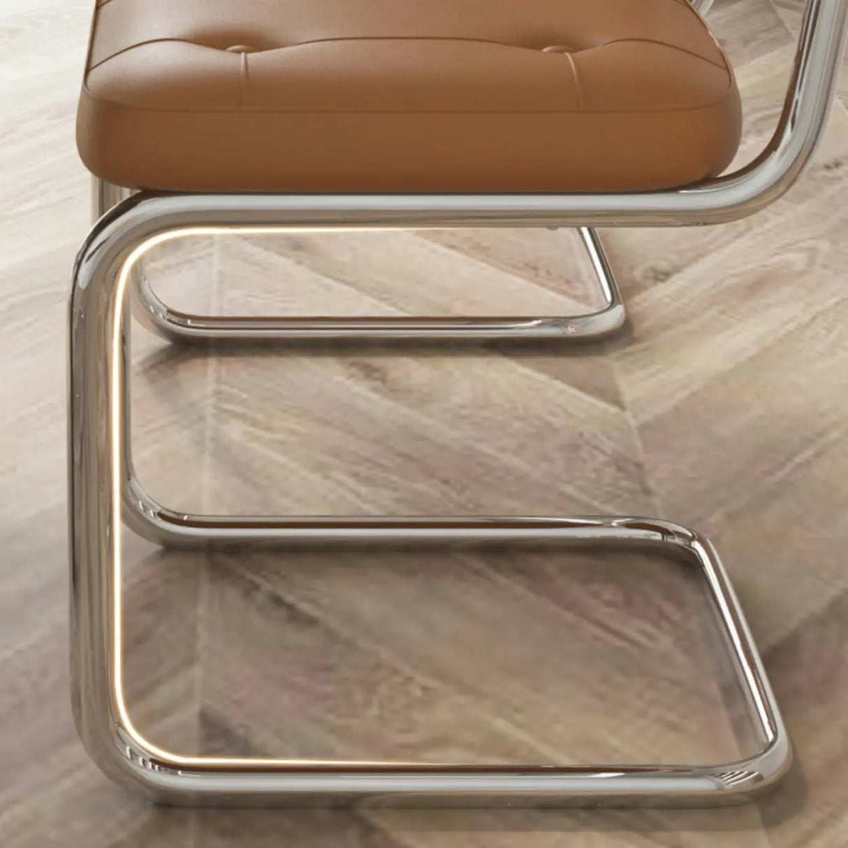 Transitional Faux Leather Dining Chair with Cane Back Image - 13