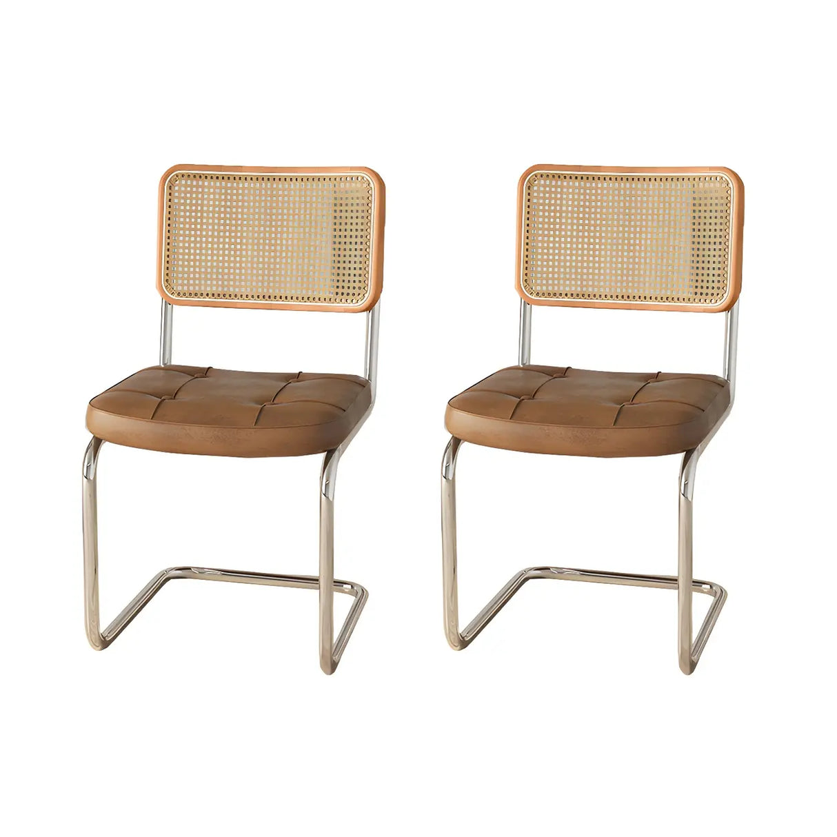 Transitional Faux Leather Dining Chair with Cane Back Image - 14