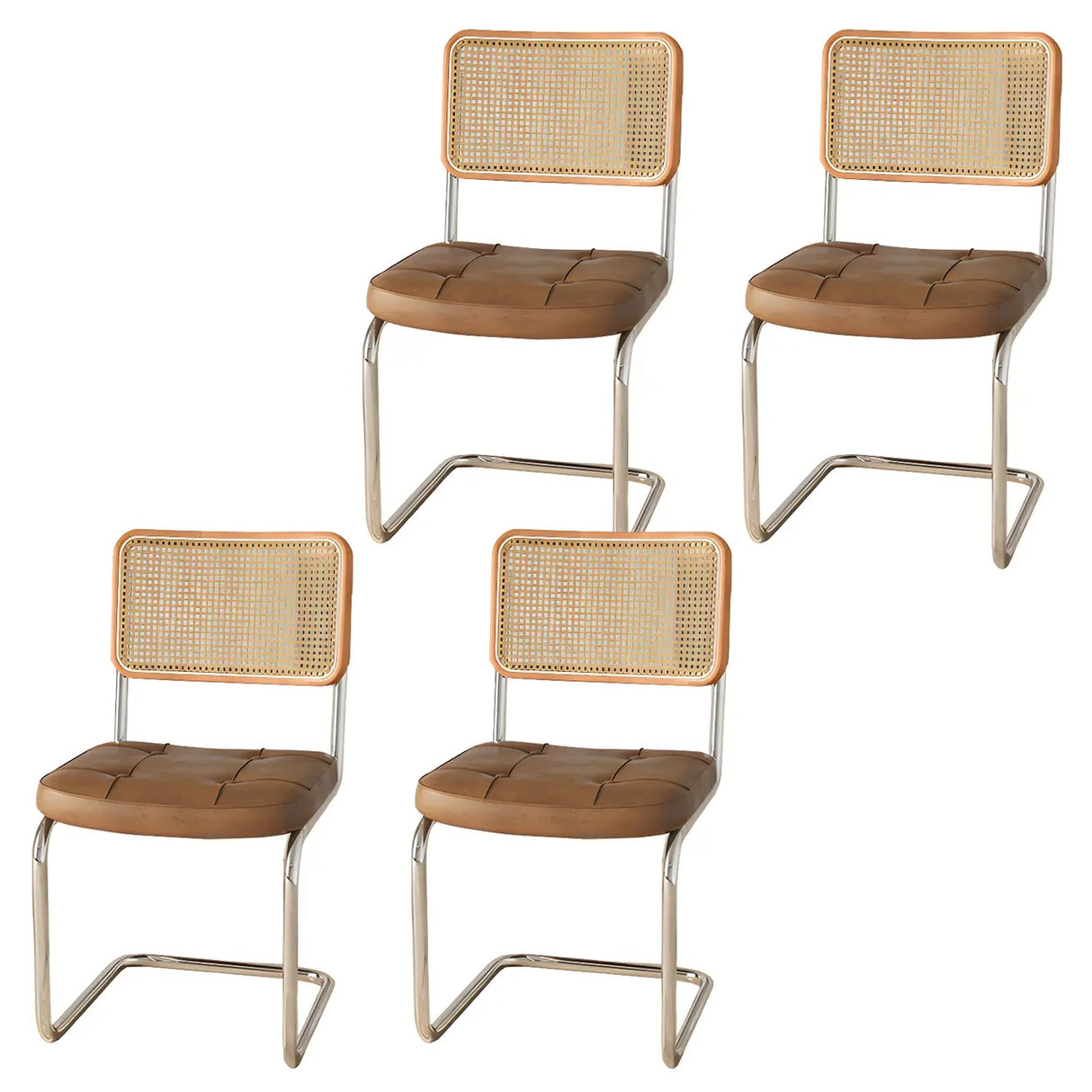 Transitional Faux Leather Dining Chair with Cane Back Image - 16