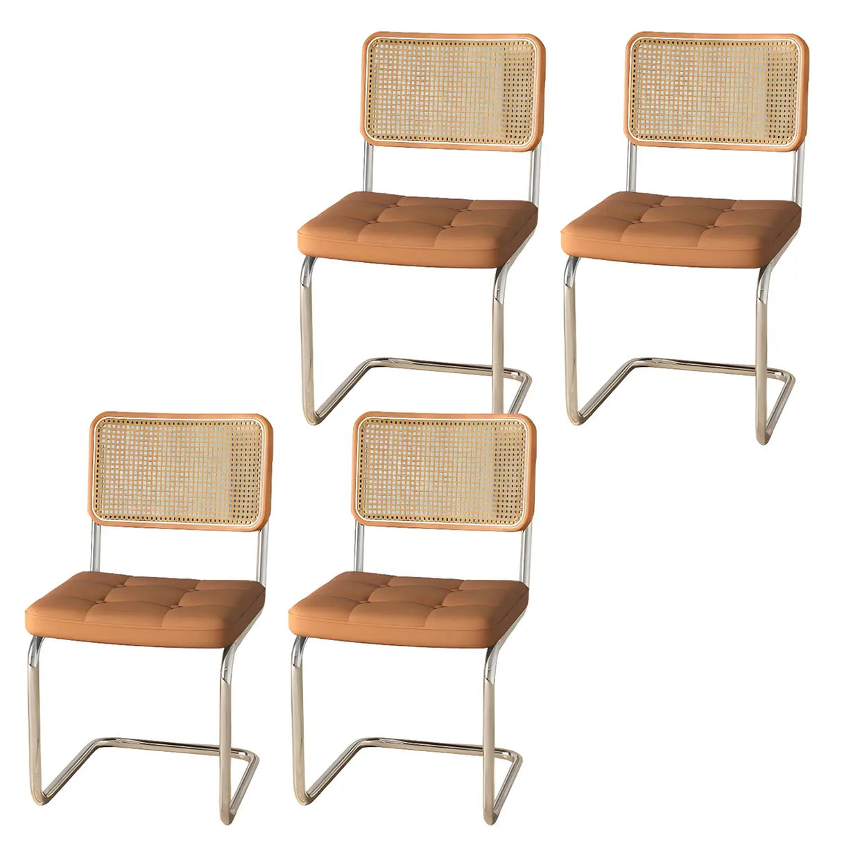 Transitional Faux Leather Dining Chair with Cane Back Image - 17