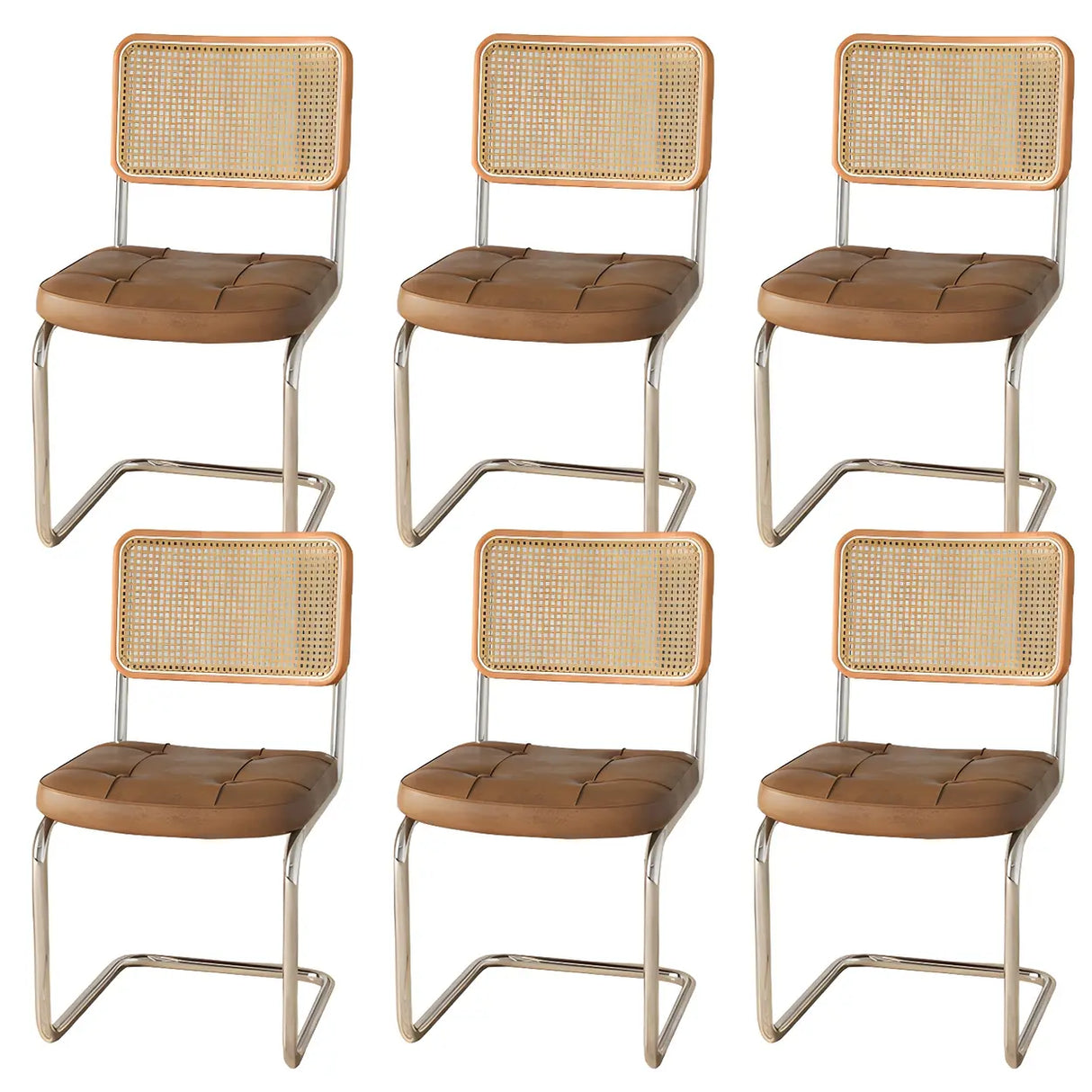 Transitional Faux Leather Dining Chair with Cane Back Image - 18