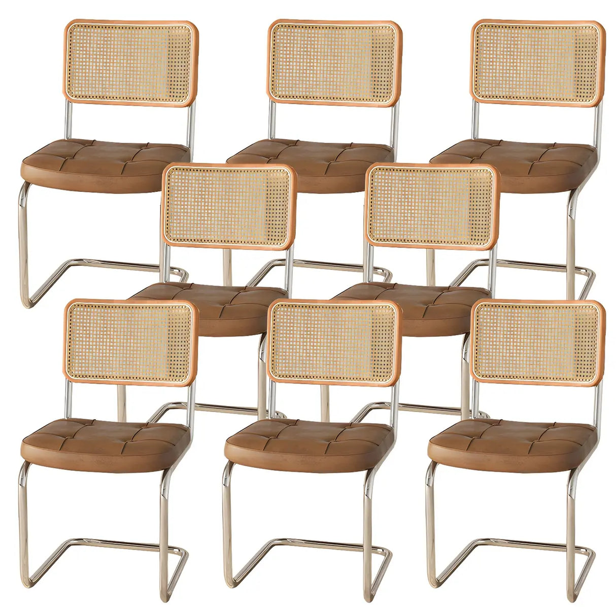 Transitional Faux Leather Dining Chair with Cane Back Image - 19