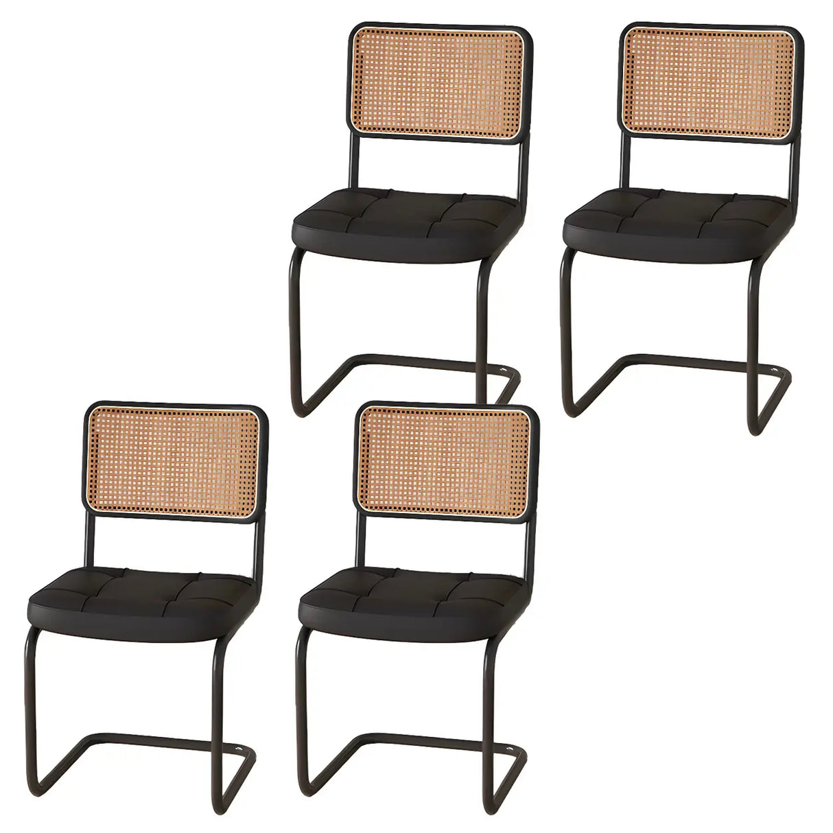 Transitional Faux Leather Dining Chair with Cane Back Image - 21