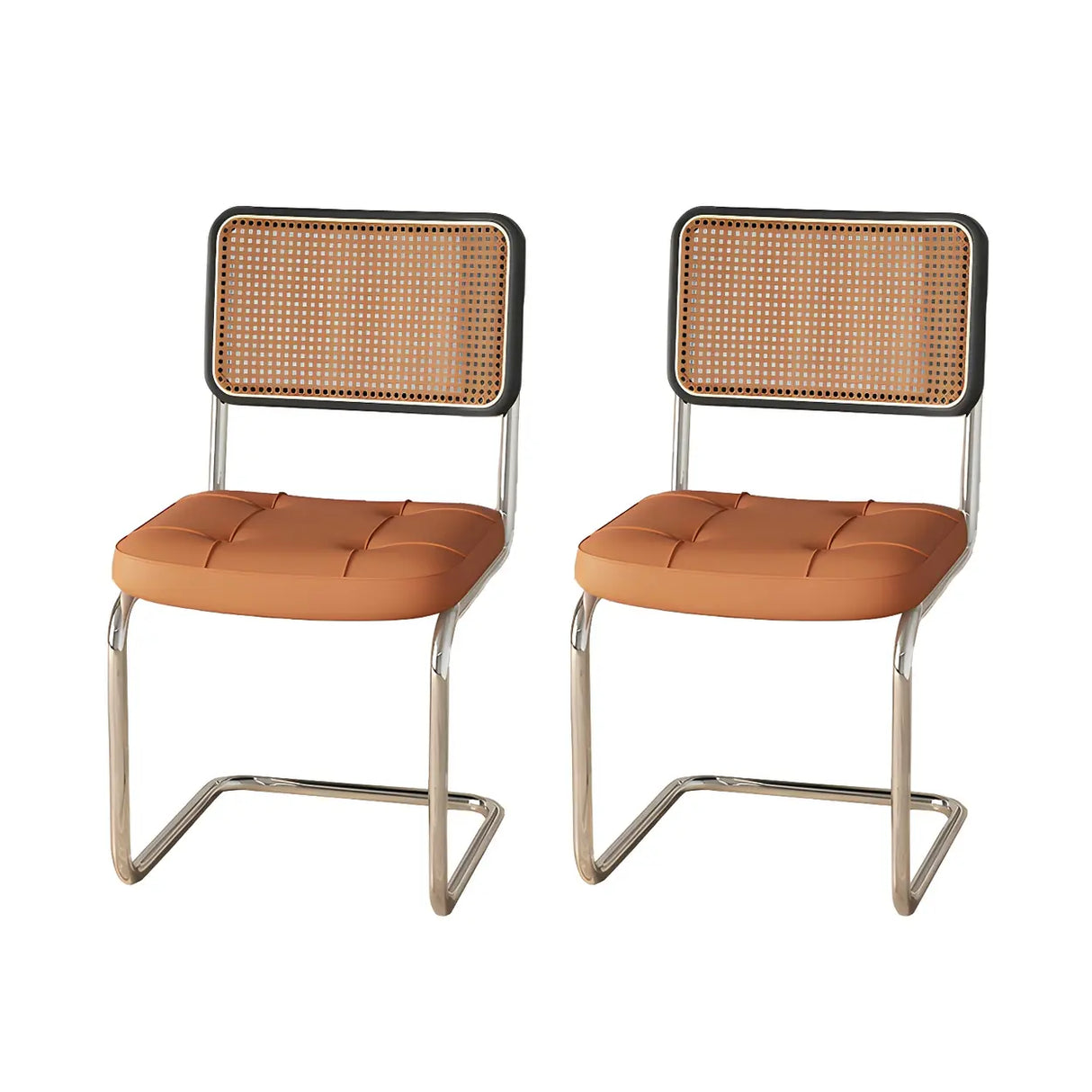 Transitional Faux Leather Dining Chair with Cane Back Image - 23