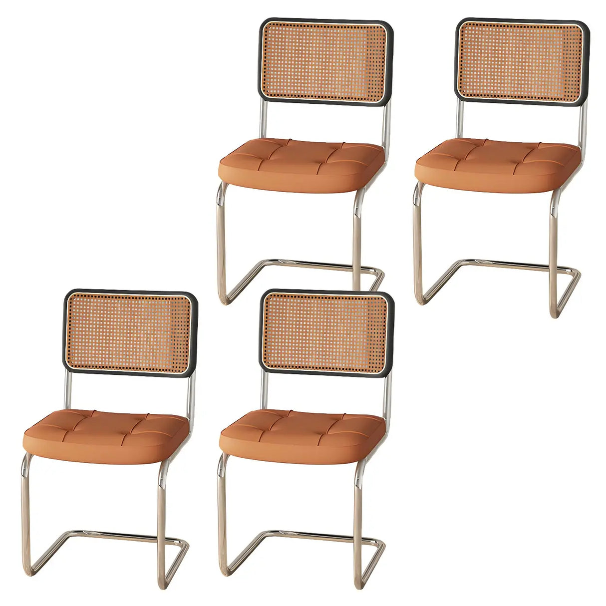 Transitional Faux Leather Dining Chair with Cane Back Image - 24