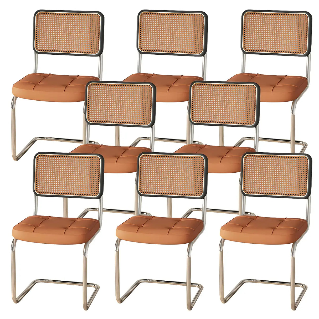 Transitional Faux Leather Dining Chair with Cane Back Image - 26