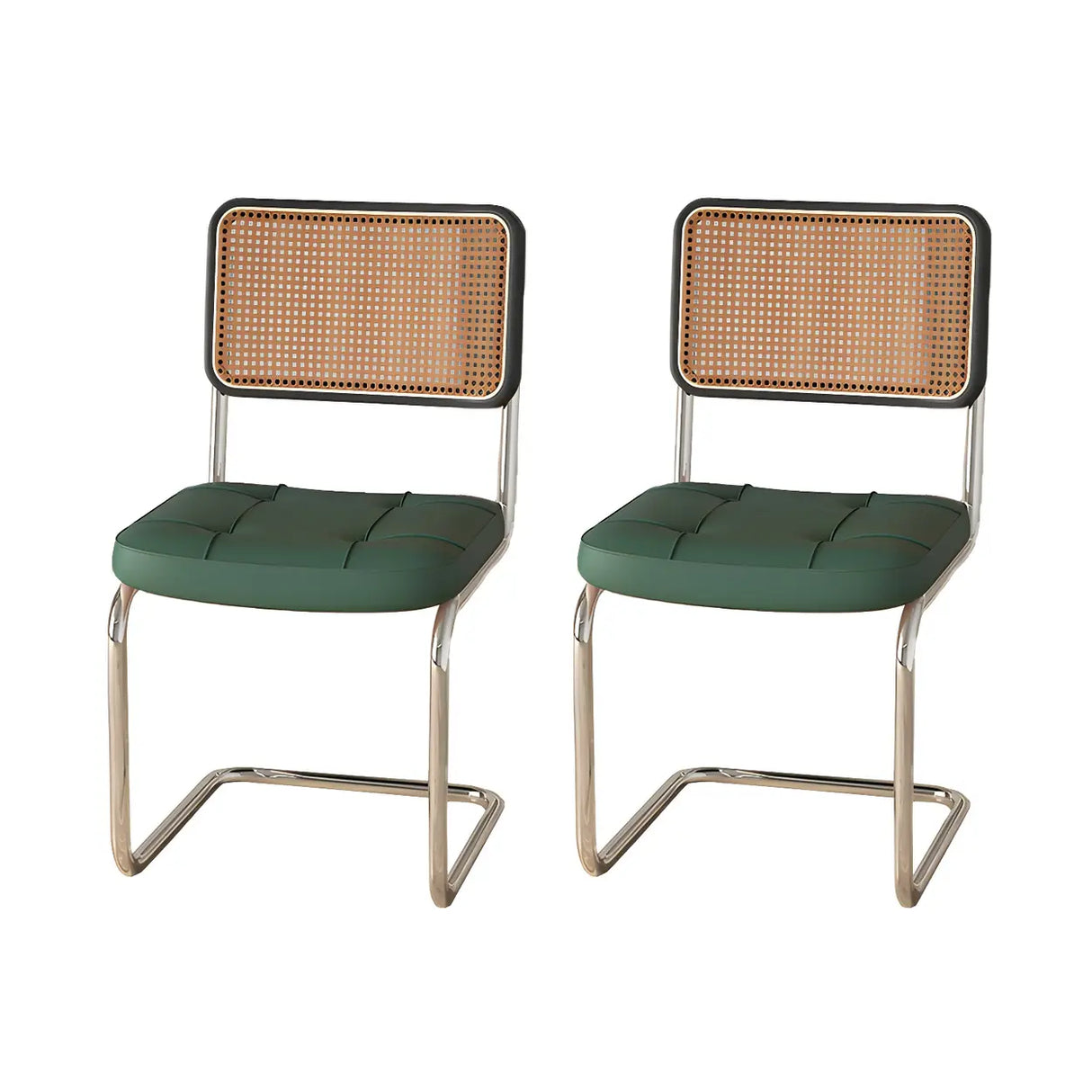 Transitional Faux Leather Dining Chair with Cane Back Image - 28