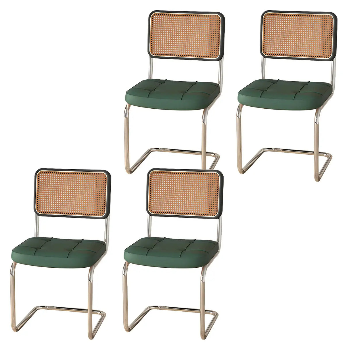 Transitional Faux Leather Dining Chair with Cane Back Image - 29