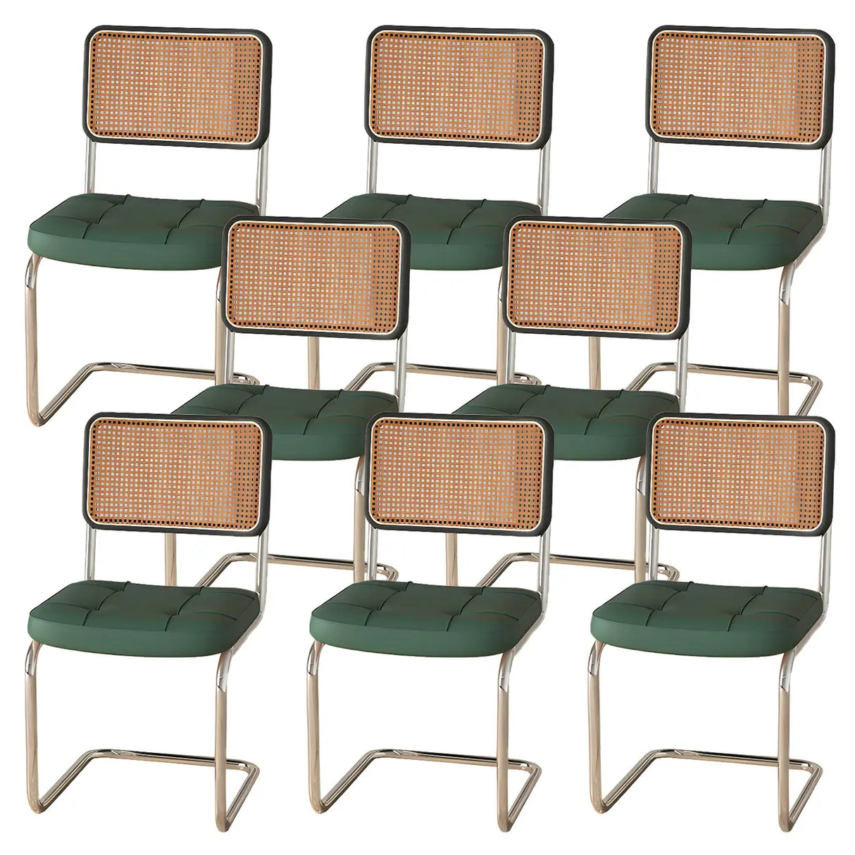 Transitional Faux Leather Dining Chair with Cane Back Image - 31