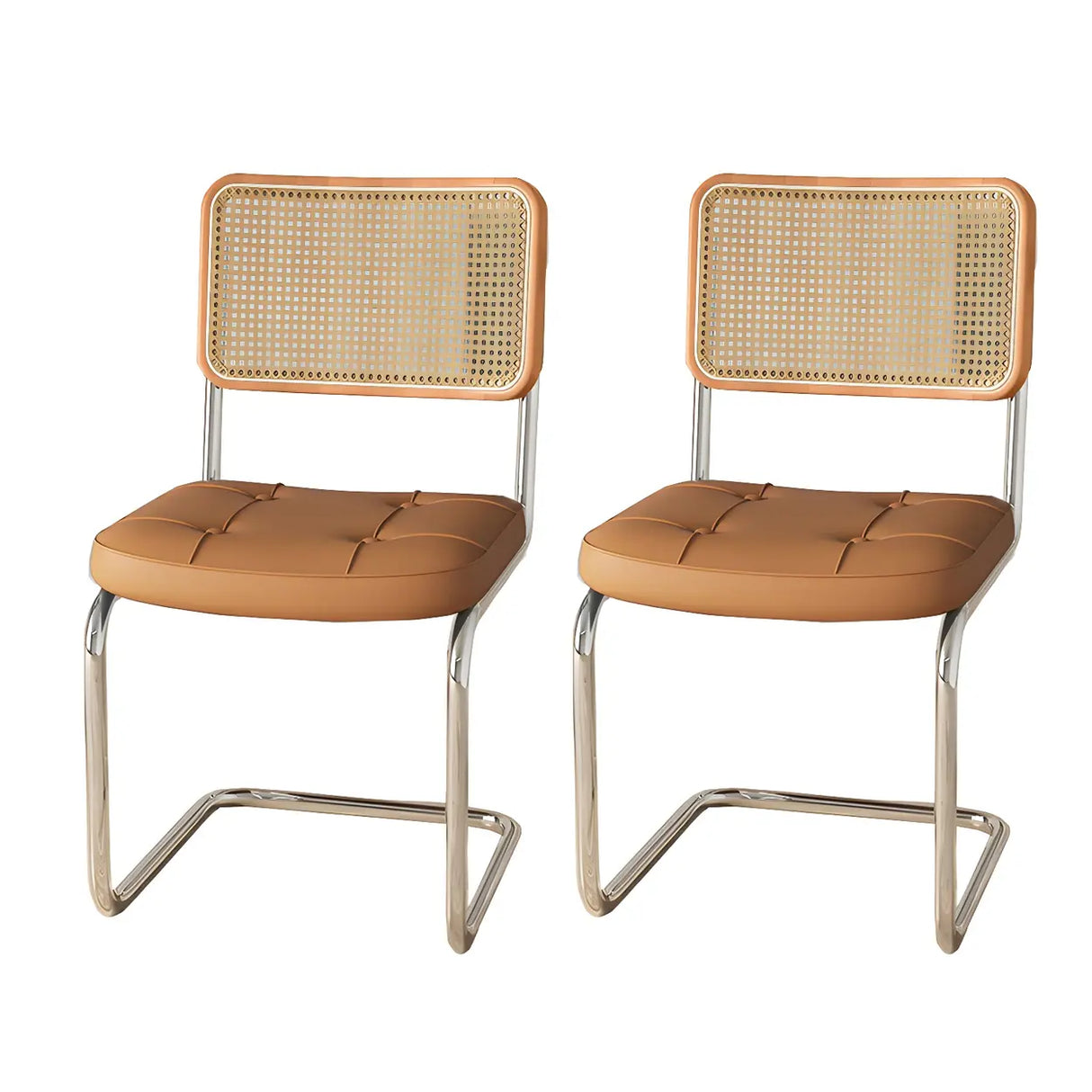 Transitional Faux Leather Dining Chair with Cane Back Image - 33