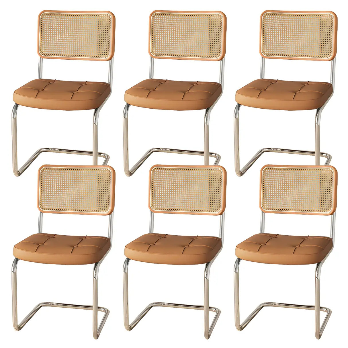 Transitional Faux Leather Dining Chair with Cane Back Image - 35