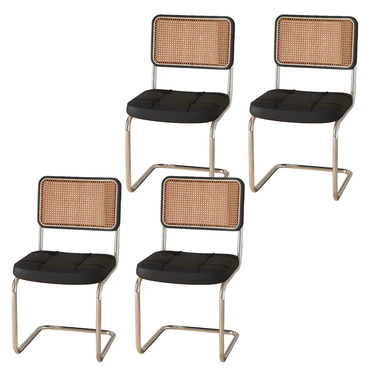 Transitional Faux Leather Dining Chair with Cane Back Image - 39