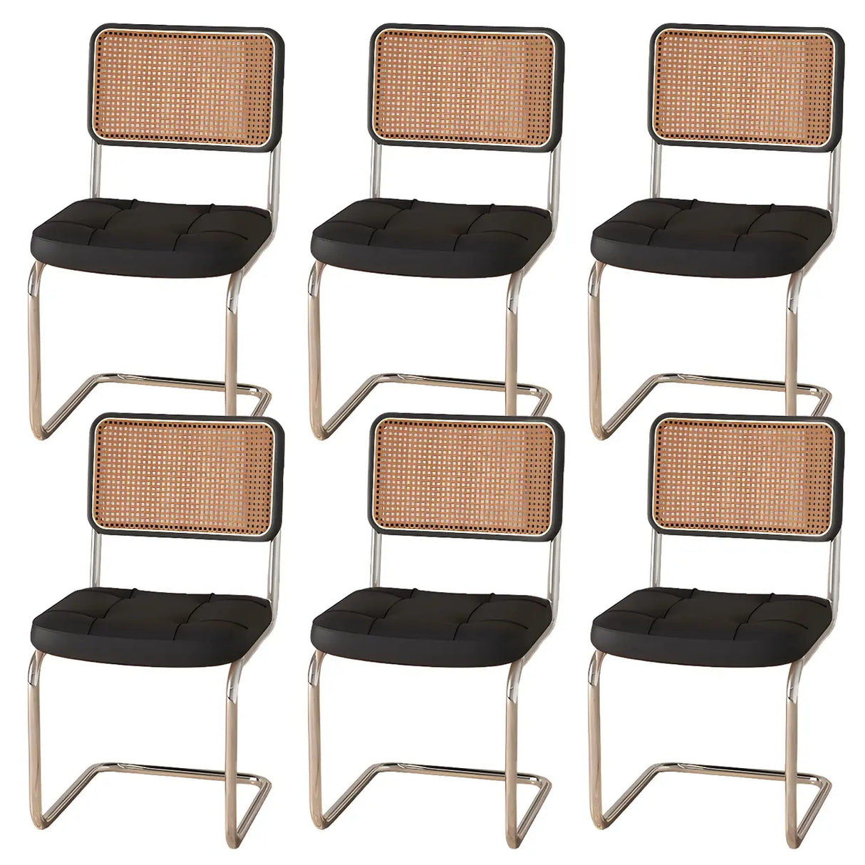 Transitional Faux Leather Dining Chair with Cane Back Image - 40