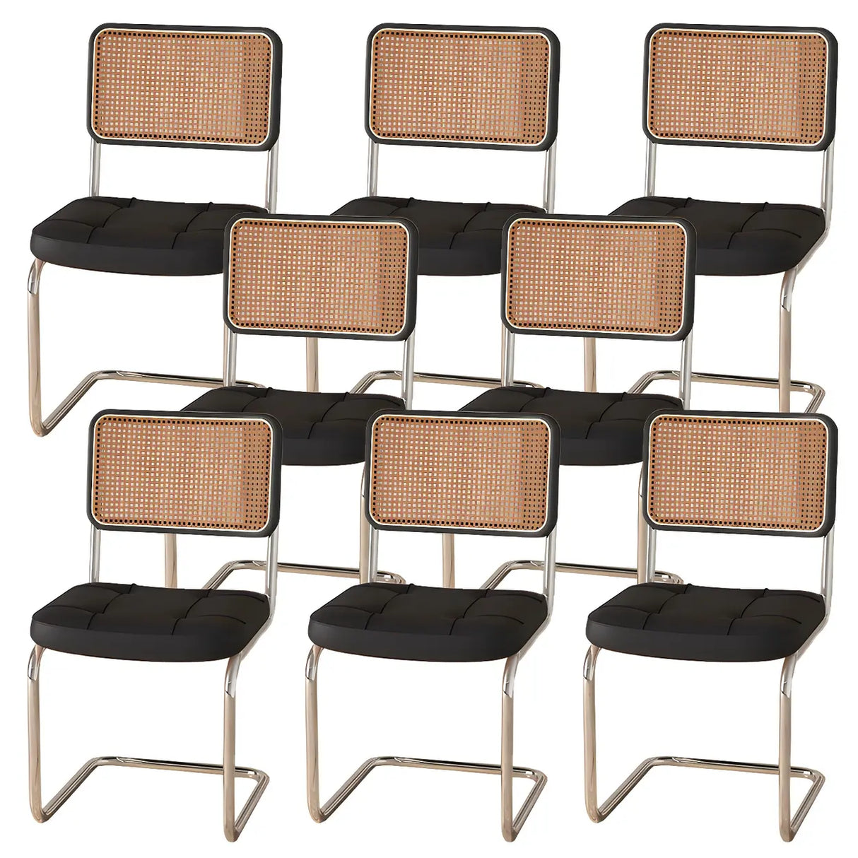 Transitional Faux Leather Dining Chair with Cane Back Image - 41