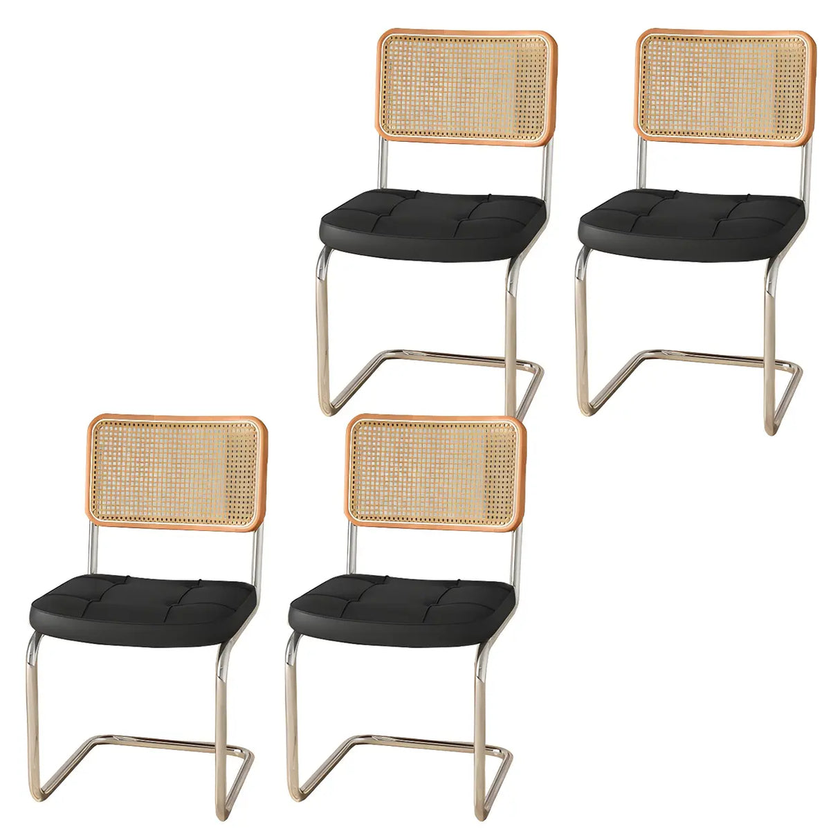 Transitional Faux Leather Dining Chair with Cane Back Image - 44