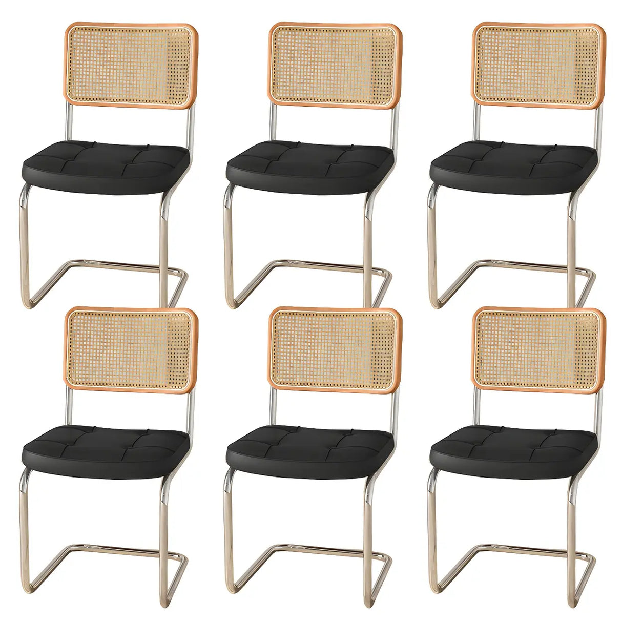 Transitional Faux Leather Dining Chair with Cane Back Image - 45