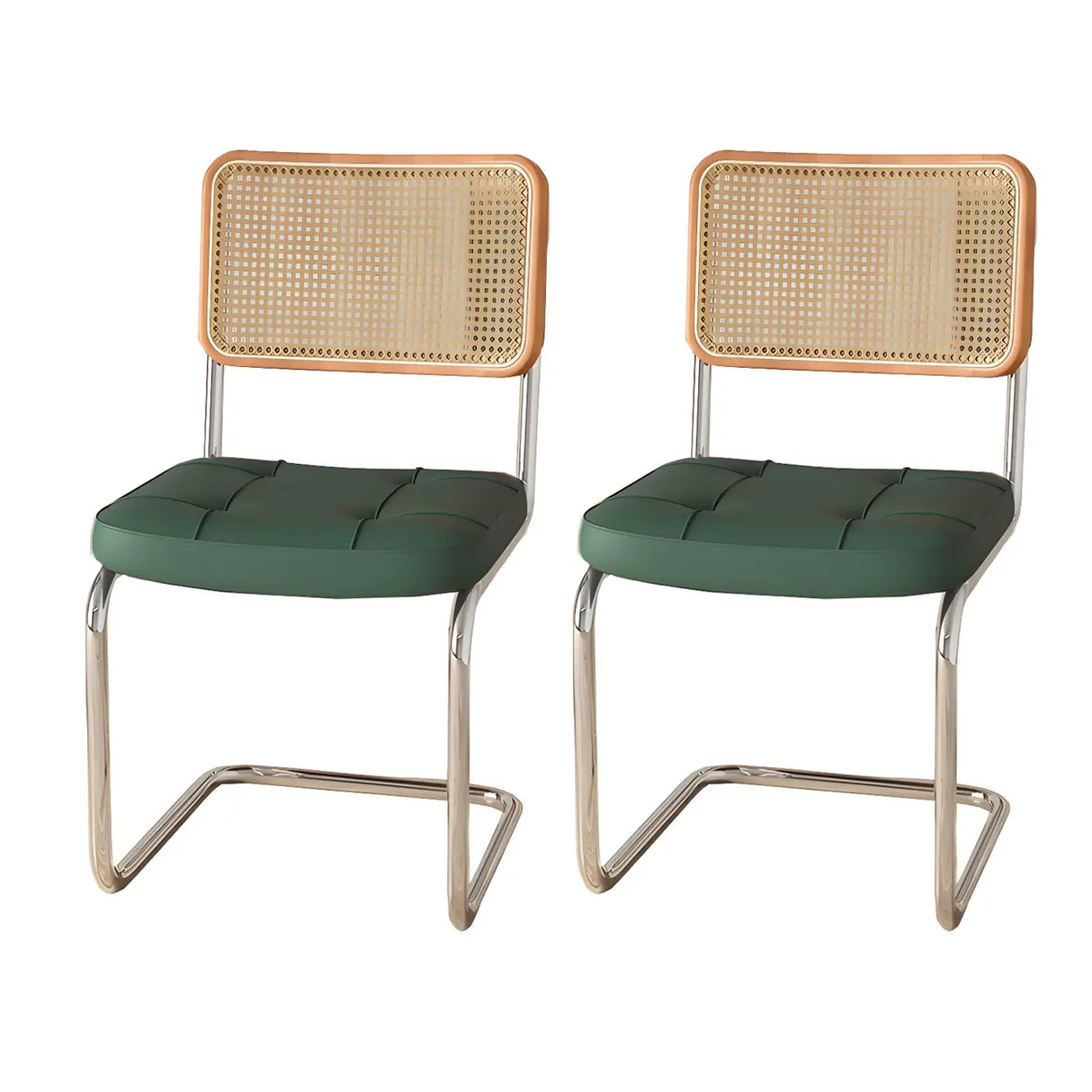 Transitional Faux Leather Dining Chair with Cane Back Image - 48