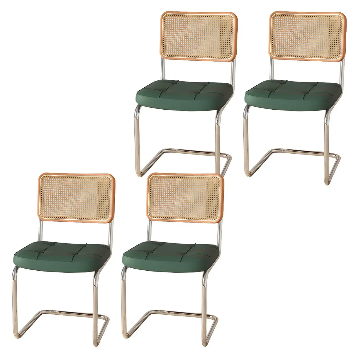 Transitional Faux Leather Dining Chair with Cane Back Image - 49