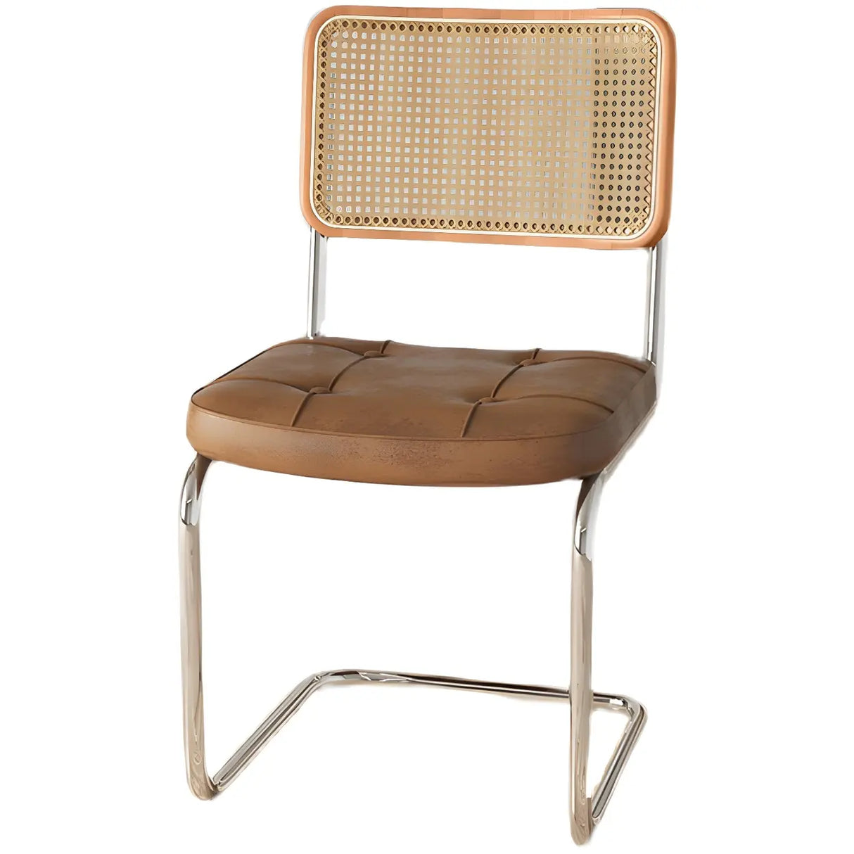 Transitional Faux Leather Dining Chair with Cane Back Image - 5