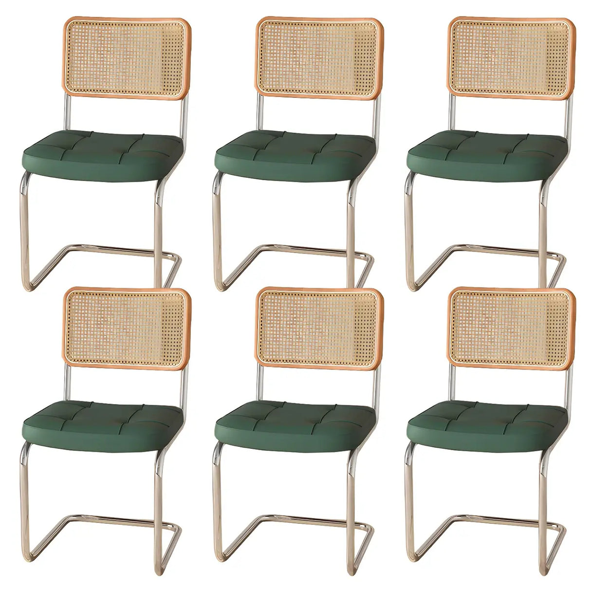 Transitional Faux Leather Dining Chair with Cane Back Image - 50