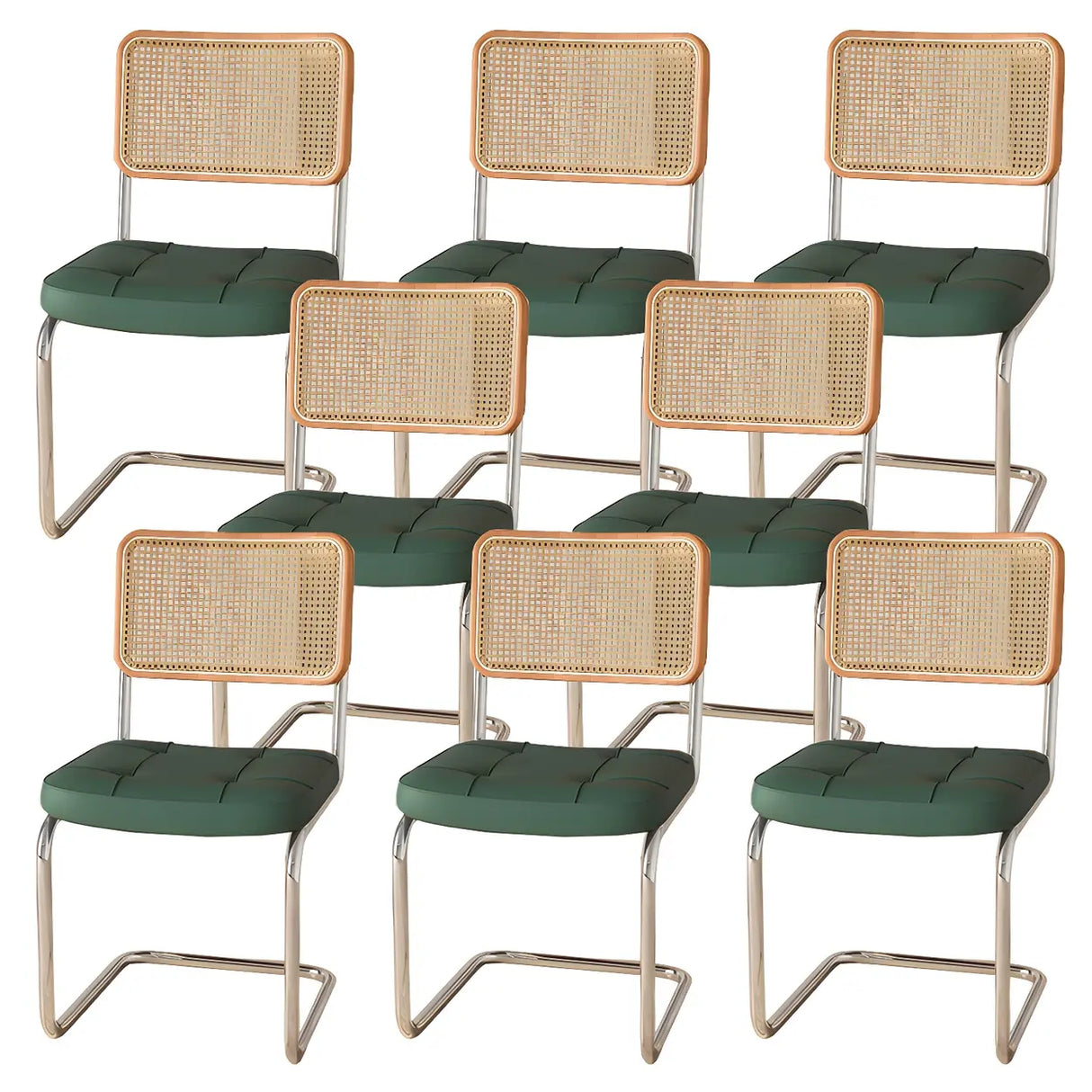 Transitional Faux Leather Dining Chair with Cane Back Image - 51