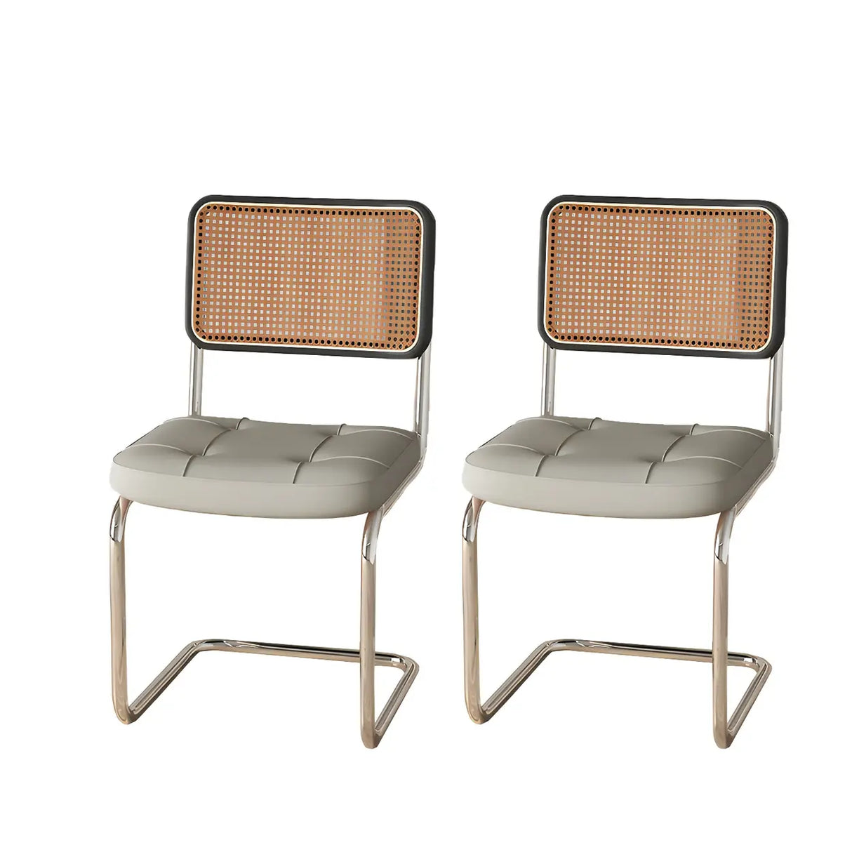 Transitional Faux Leather Dining Chair with Cane Back Image - 53