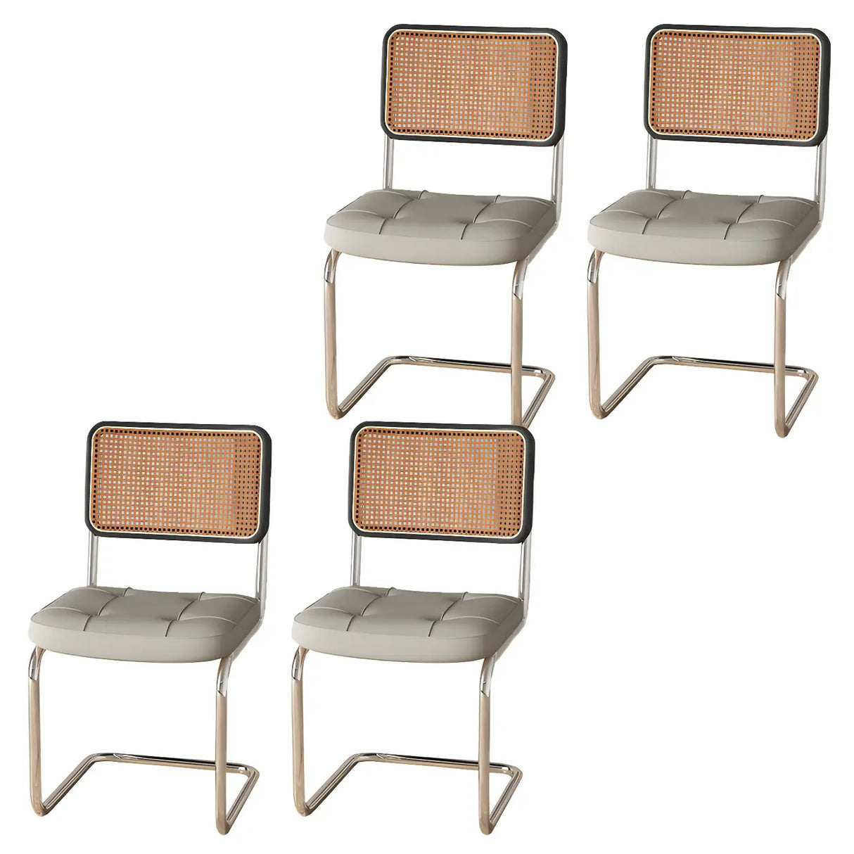 Transitional Faux Leather Dining Chair with Cane Back Image - 54