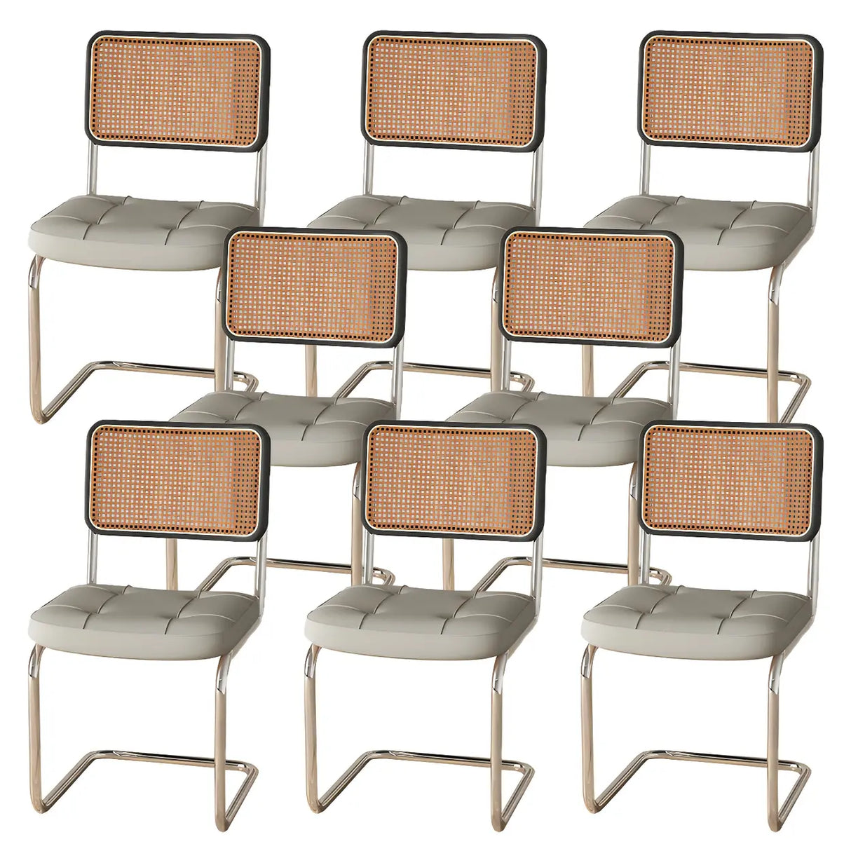 Transitional Faux Leather Dining Chair with Cane Back Image - 56