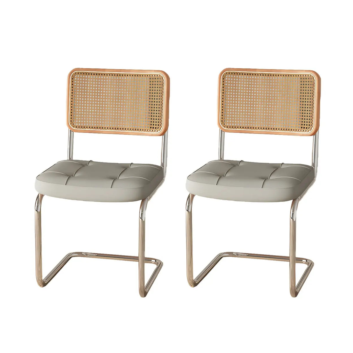 Transitional Faux Leather Dining Chair with Cane Back Image - 58