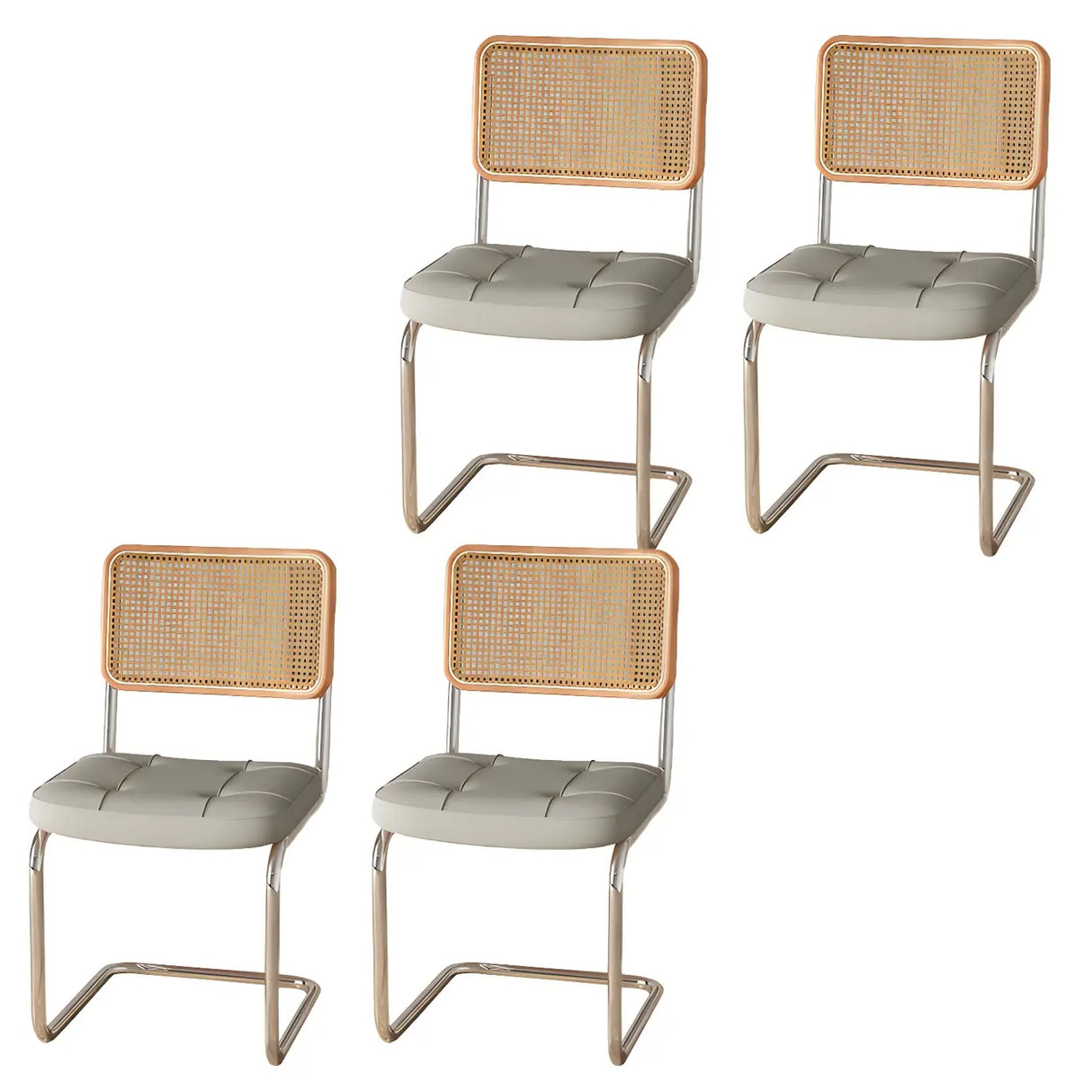 Transitional Faux Leather Dining Chair with Cane Back Image - 59