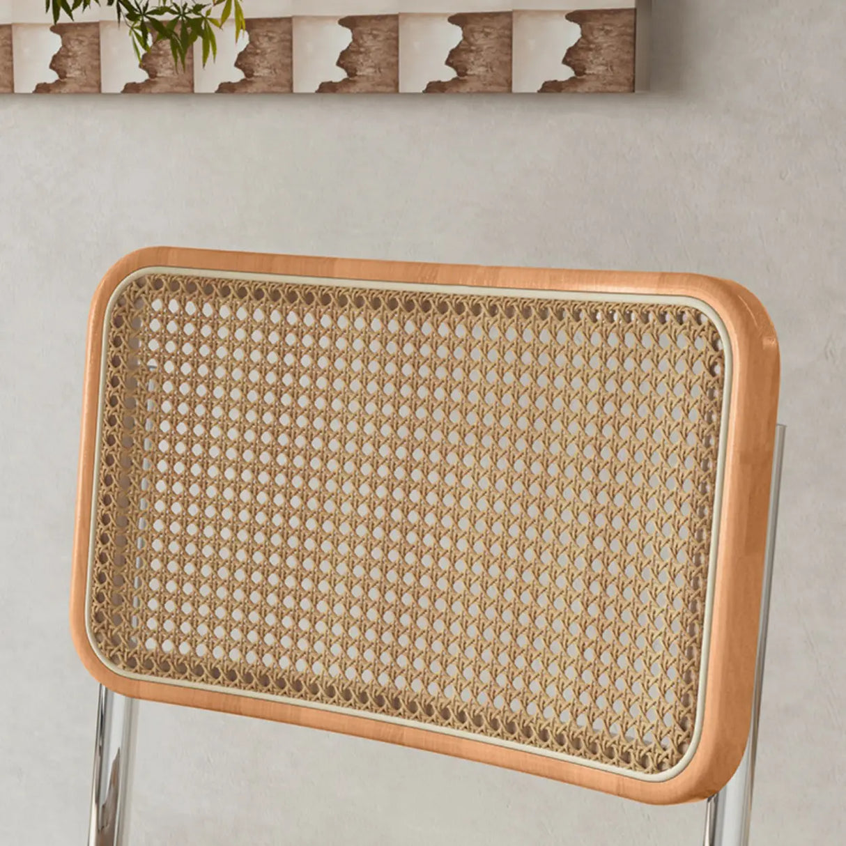 Transitional Faux Leather Dining Chair with Cane Back Image - 6