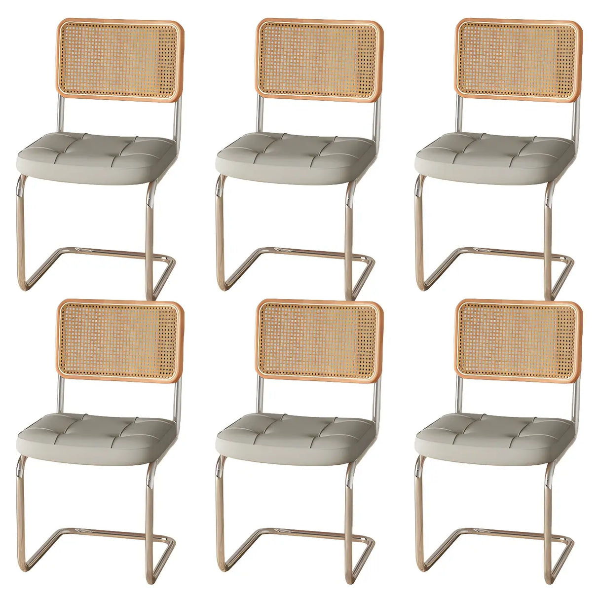 Transitional Faux Leather Dining Chair with Cane Back Image - 60