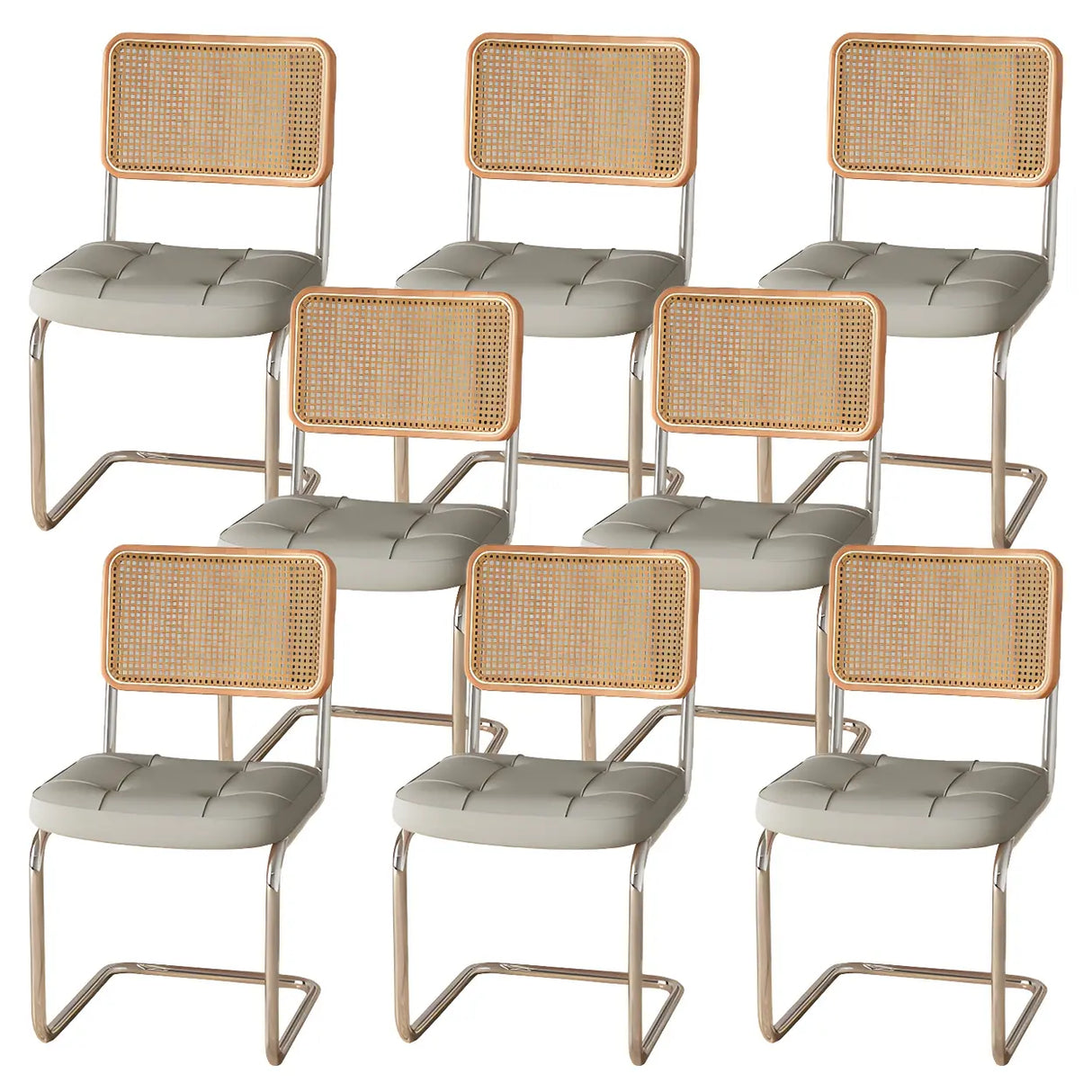 Transitional Faux Leather Dining Chair with Cane Back Image - 61