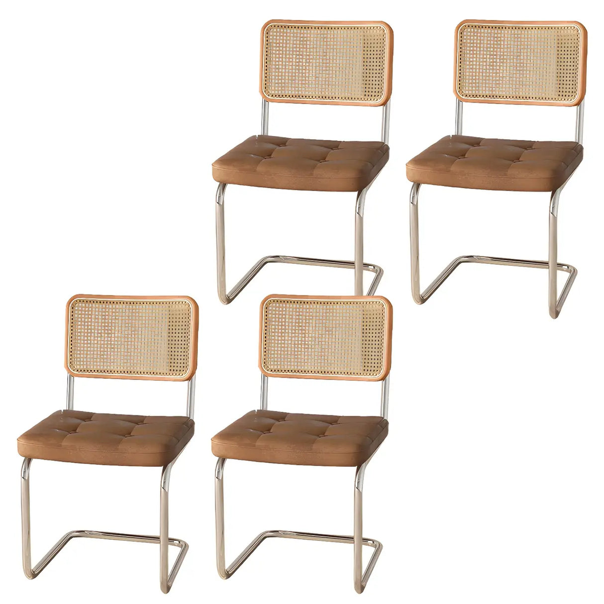 Transitional Faux Leather Dining Chair with Cane Back Image - 69