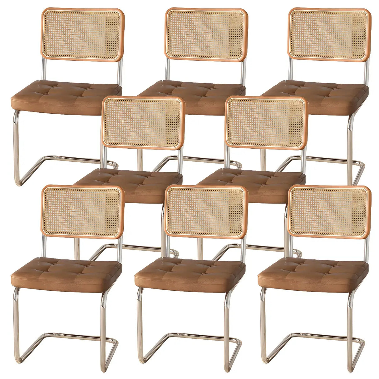 Transitional Faux Leather Dining Chair with Cane Back Image - 71