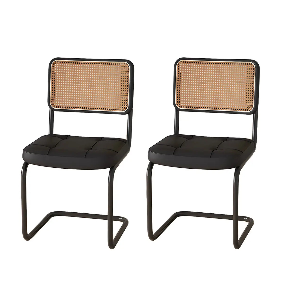 Transitional Faux Leather Dining Chair with Cane Back Image - 73