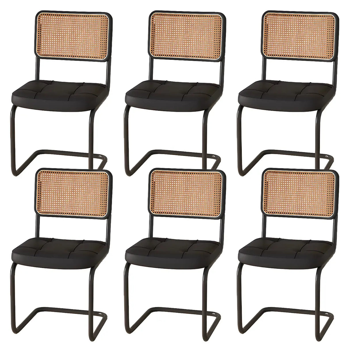 Transitional Faux Leather Dining Chair with Cane Back Image - 75