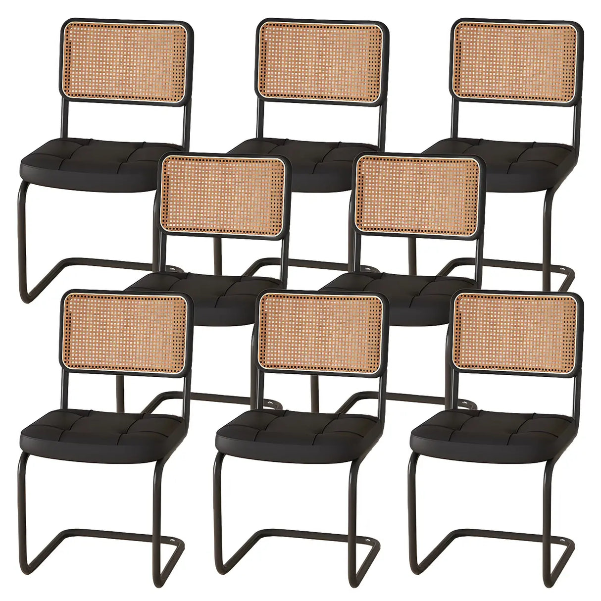 Transitional Faux Leather Dining Chair with Cane Back Image - 76