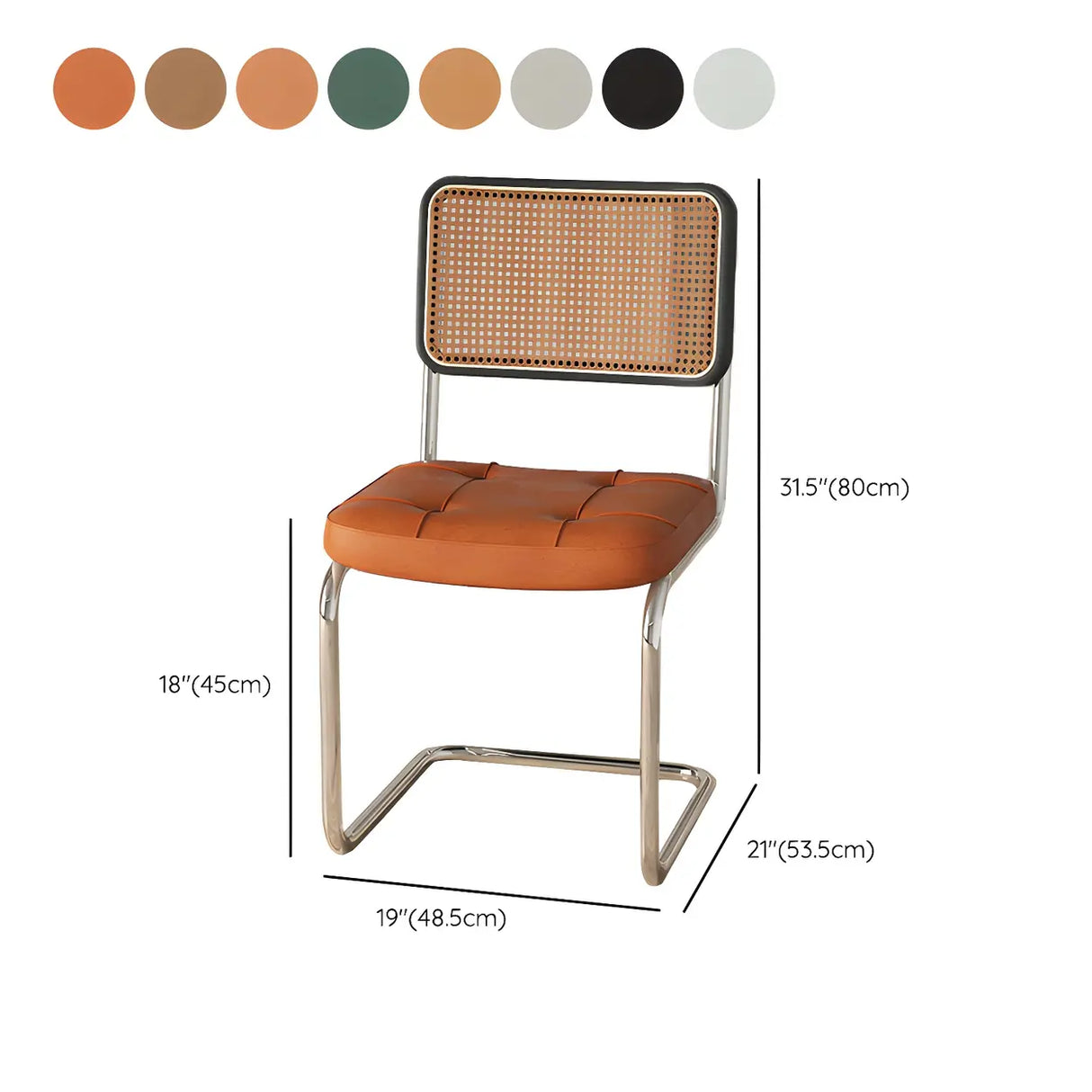 Transitional Faux Leather Dining Chair with Cane Back