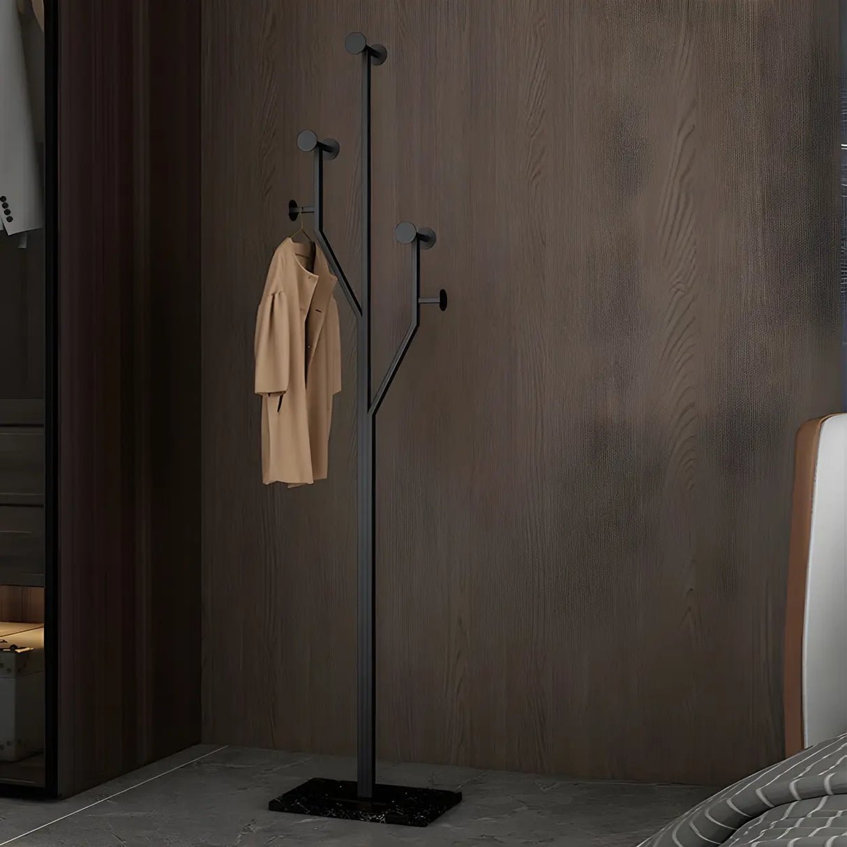 Tree Gold Tall Entryway Freestanding Coat Rack with Hooks Image - 13