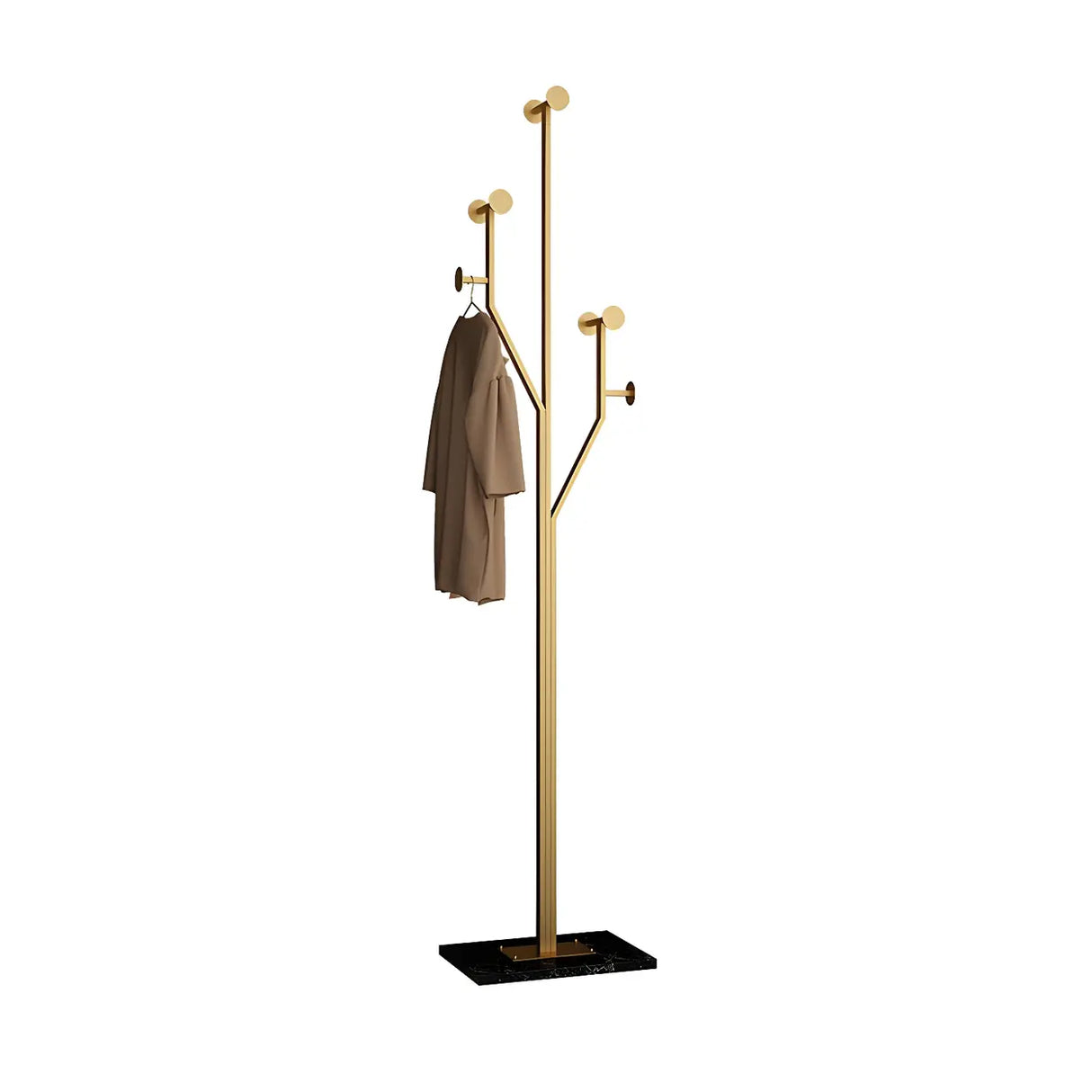 Tree Gold Tall Entryway Freestanding Coat Rack with Hooks Image - 16