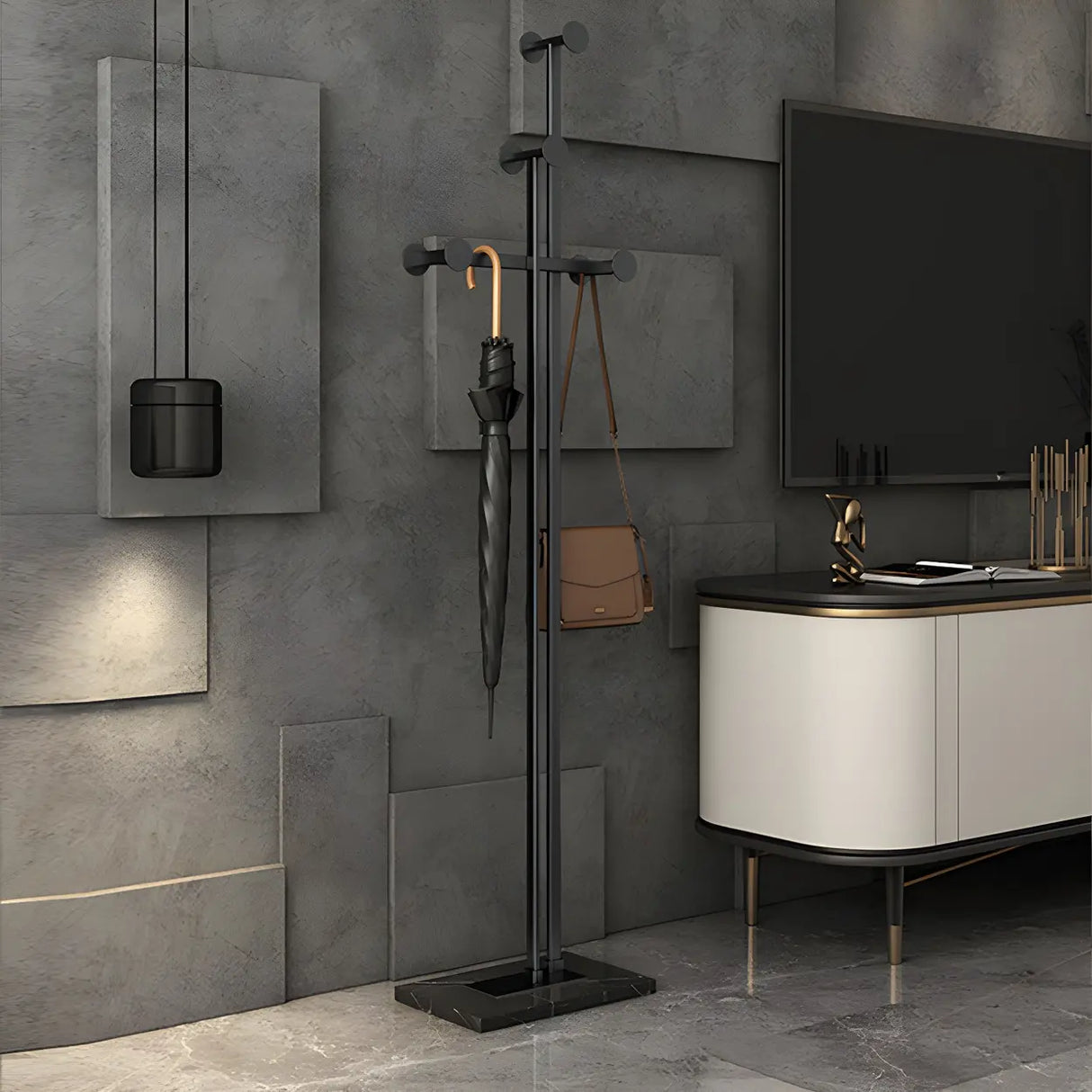 Tree Gold Tall Entryway Freestanding Coat Rack with Hooks Image - 23