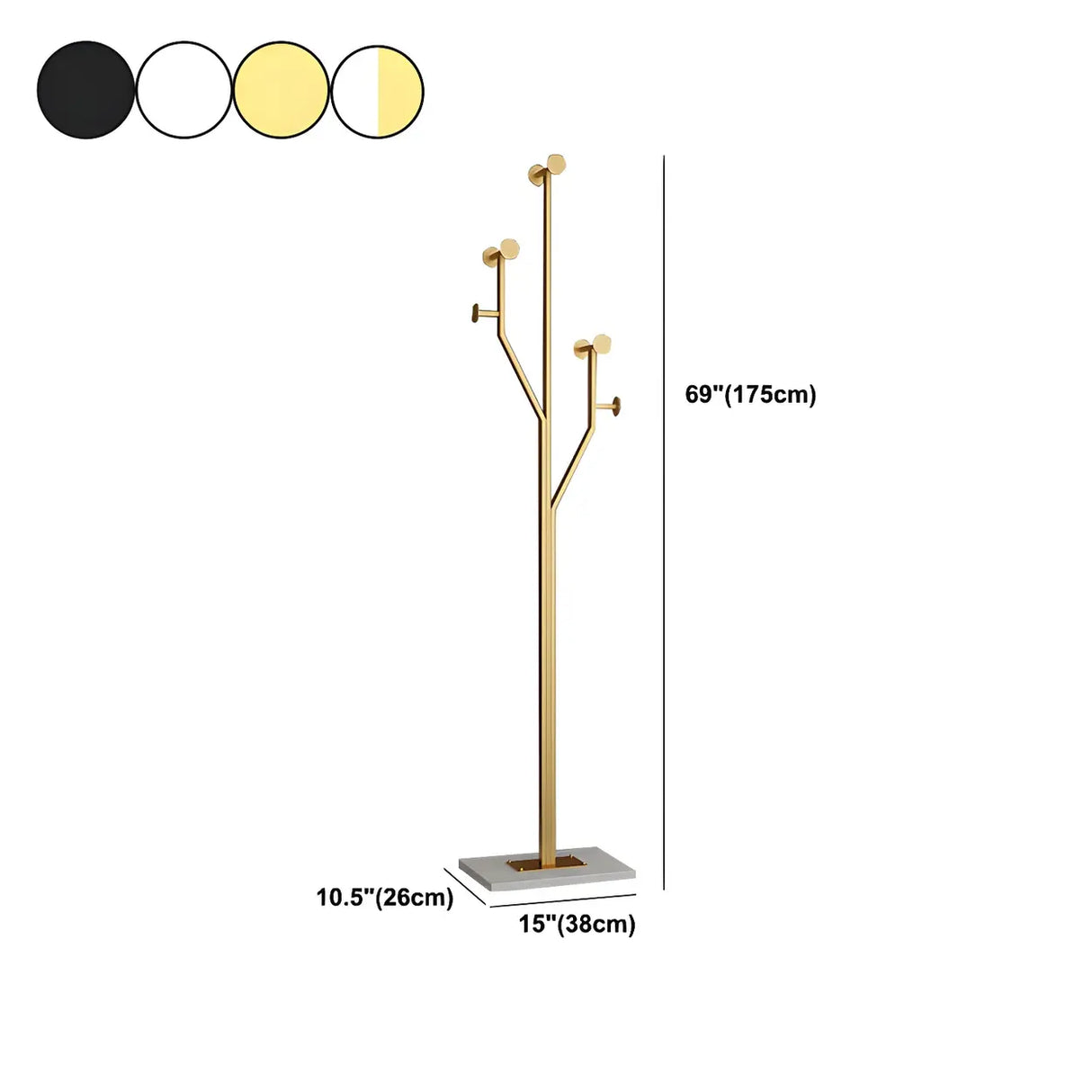 Tree Gold Tall Entryway Freestanding Coat Rack with Hooks